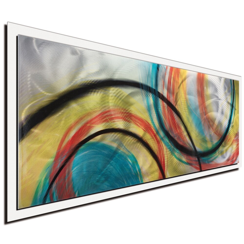 Rainbow Seasons - Abstract Rainbow Painting Art on Colored Metal