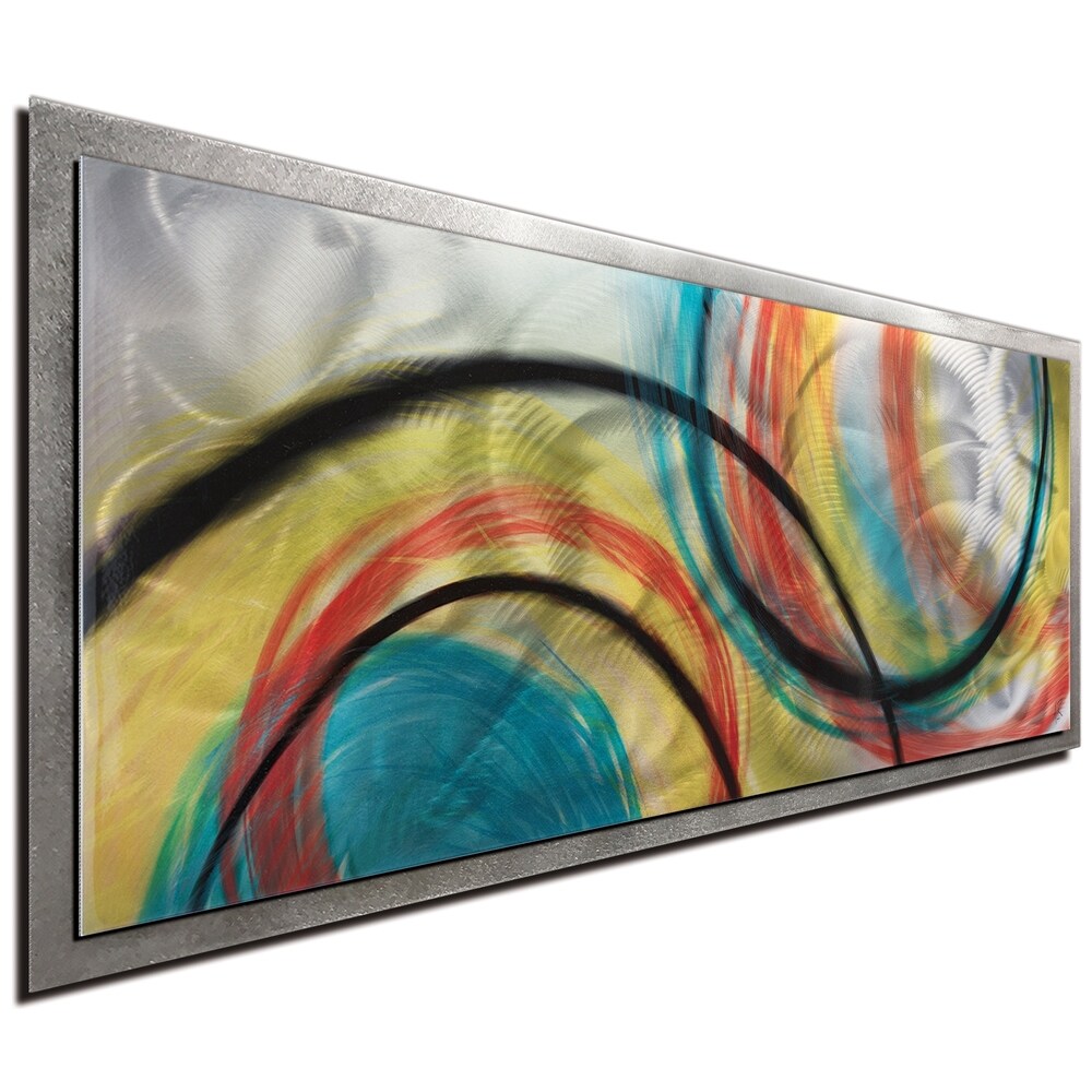 Rainbow Seasons - Abstract Rainbow Painting Art on Colored Metal