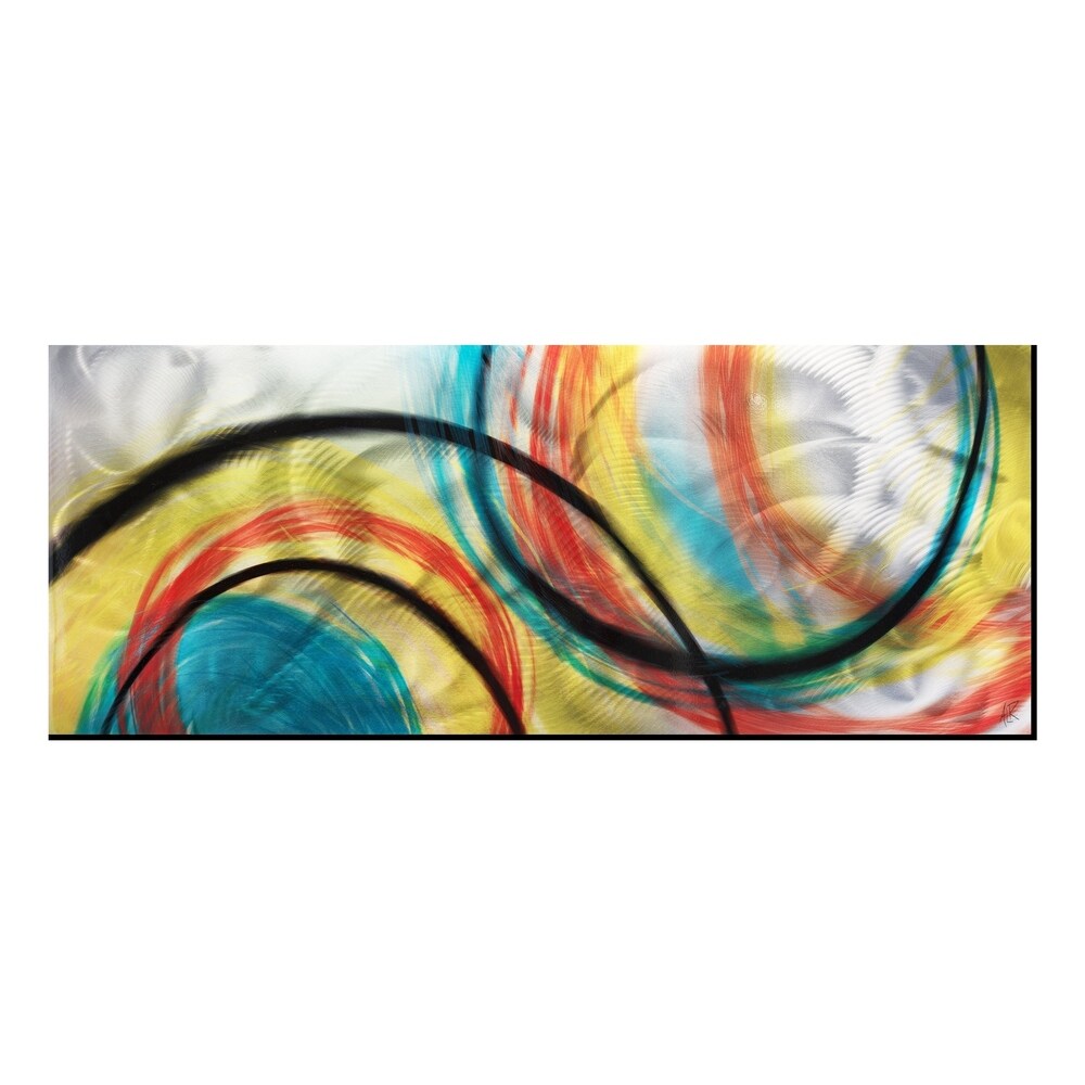 Rainbow Seasons - Abstract Rainbow Painting Art on Colored Metal