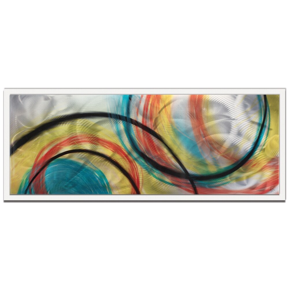 Rainbow Seasons - Abstract Rainbow Painting Art on Colored Metal
