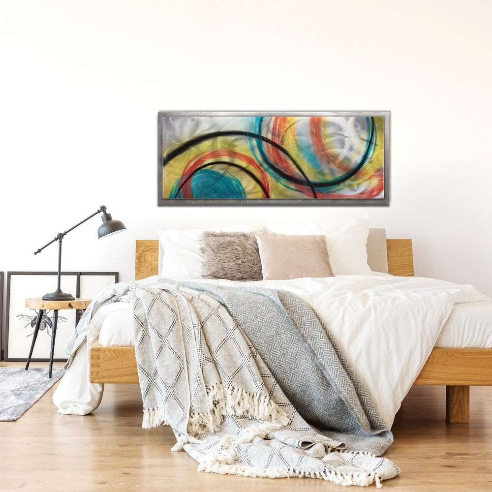 Rainbow Seasons - Abstract Rainbow Painting Art on Colored Metal