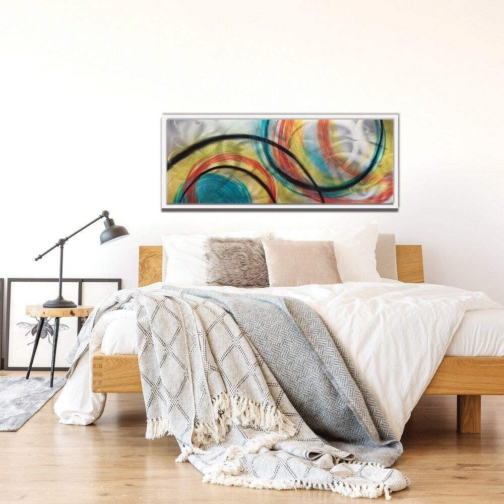 Rainbow Seasons - Abstract Rainbow Painting Art on Colored Metal