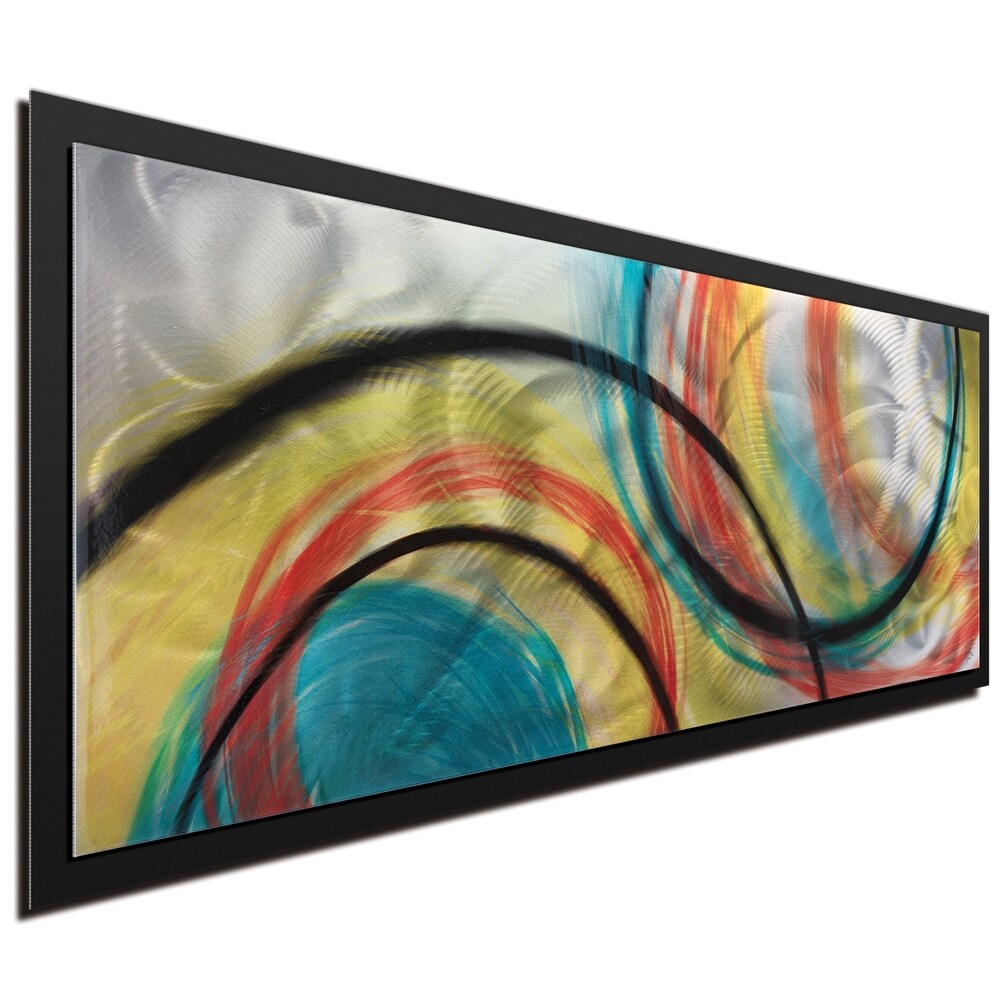 Rainbow Seasons - Abstract Rainbow Painting Art on Colored Metal