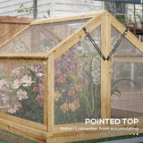Raised Garden Bed with Polycarbonate Greenhouse,Wooden Cold Frame Flower Planter Protection,Peak Roof,35.5" x 31.5" x 36"