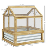 Raised Garden Bed with Polycarbonate Greenhouse,Wooden Cold Frame Flower Planter Protection,Peak Roof,35.5" x 31.5" x 36"