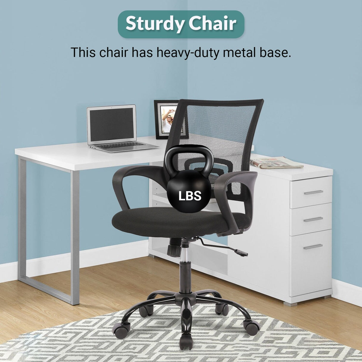 Ralap Modern Black Ergonomic Swivel Office Chair with Mesh Back by Furniture of America