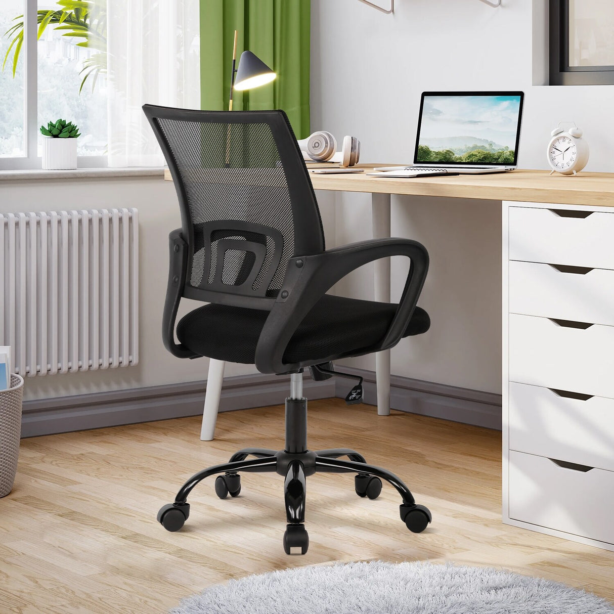 Ralap Modern Black Ergonomic Swivel Office Chair with Mesh Back by Furniture of America