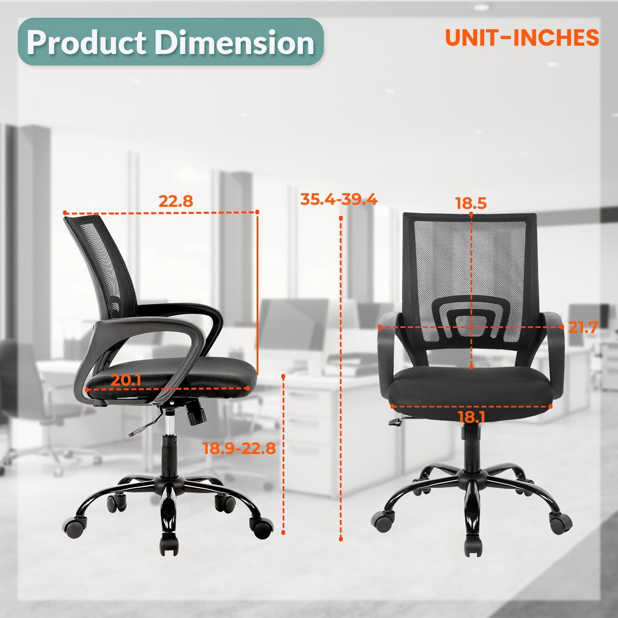 Ralap Modern Black Ergonomic Swivel Office Chair with Mesh Back by Furniture of America