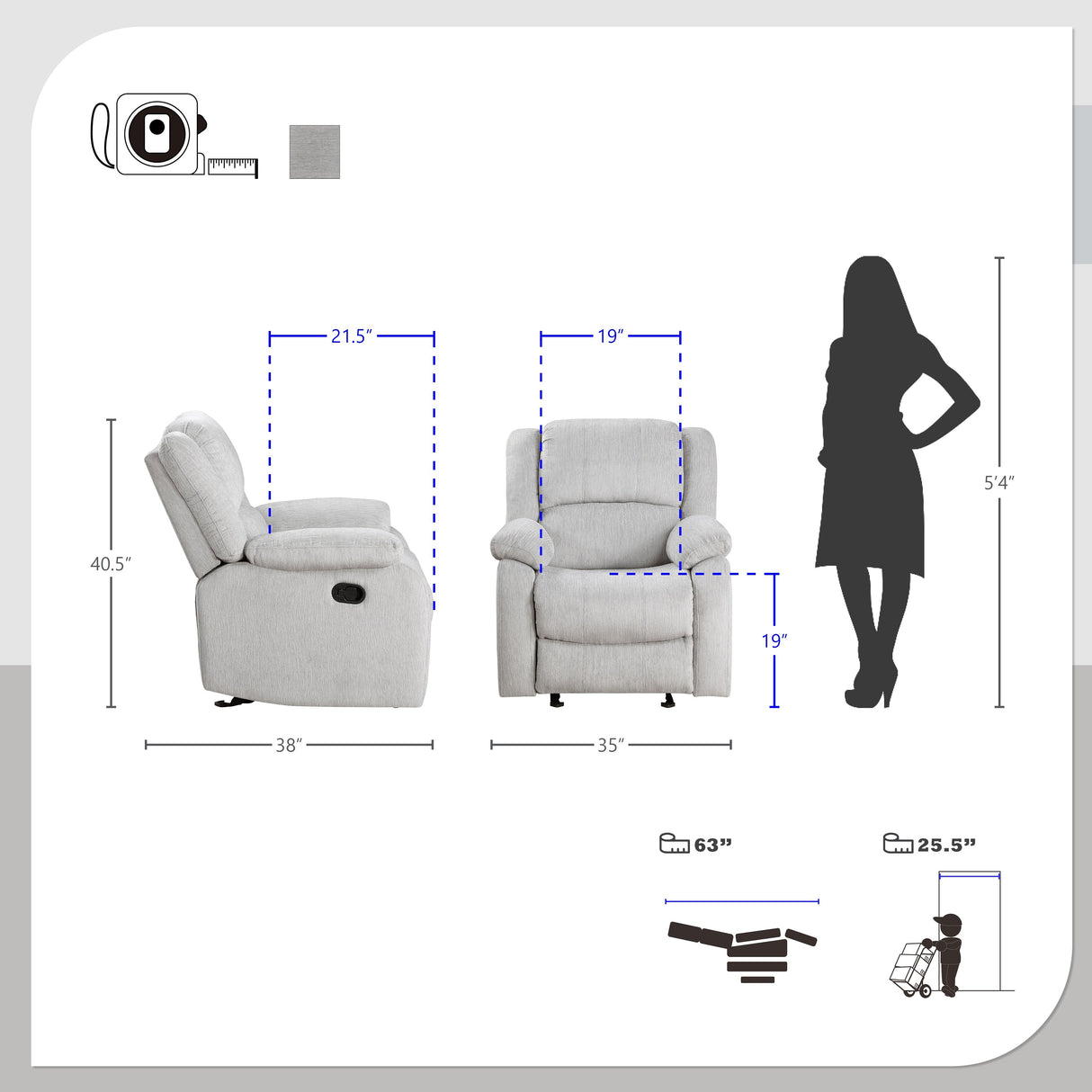 Raleigh Chenille Manual Glider Reclining Chair