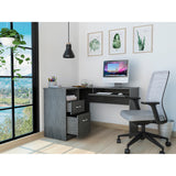 FM Furniture Raleigh L-Shaped Desk with Two Drawers, One Shelf and CPU Storage