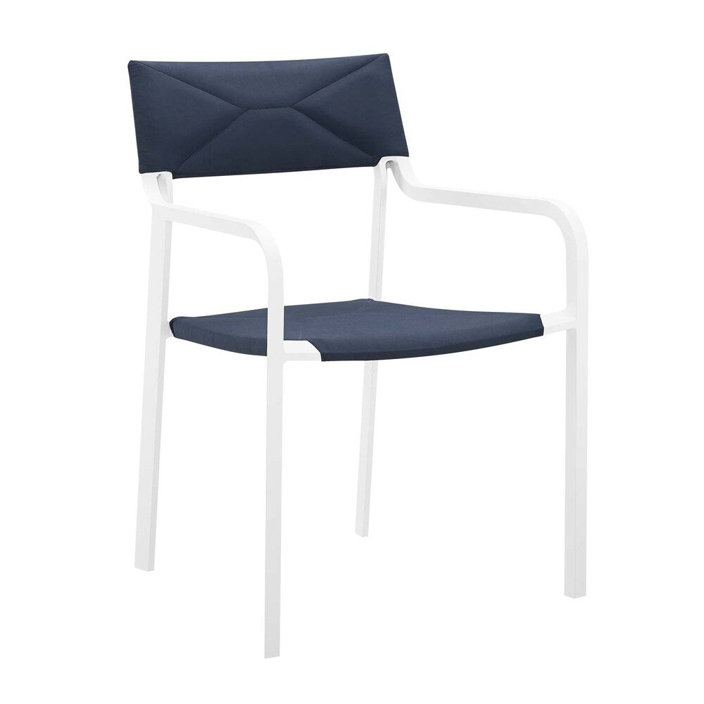 Raleigh Outdoor Patio Aluminum Dining Set with 4 Stackable Chairs