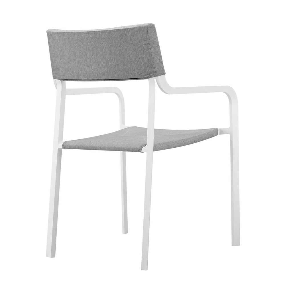 Raleigh Outdoor Patio Aluminum Dining Set with 4 Stackable Chairs