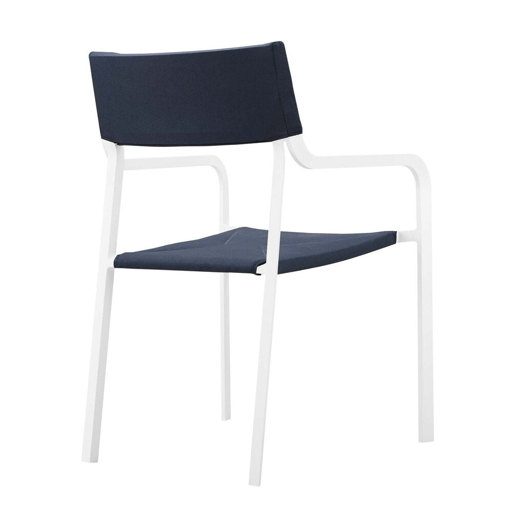 Raleigh Outdoor Patio Aluminum Dining Set with 4 Stackable Chairs