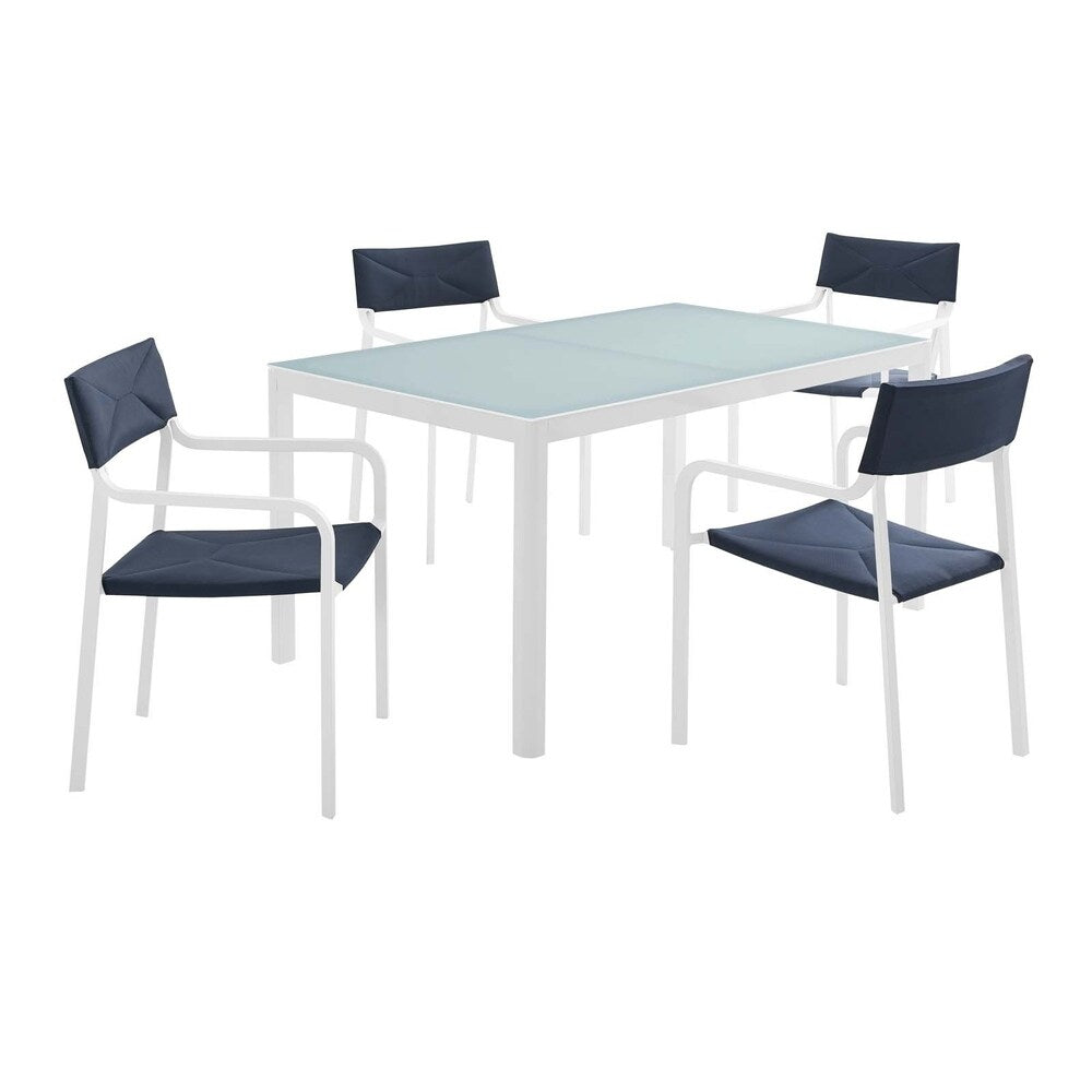 Raleigh Outdoor Patio Aluminum Dining Set with 4 Stackable Chairs