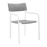 Raleigh Outdoor Patio Aluminum Dining Set with 4 Stackable Chairs