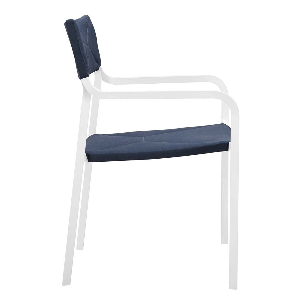 Raleigh Outdoor Patio Aluminum Dining Set with 4 Stackable Chairs