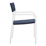 Raleigh Outdoor Patio Aluminum Dining Set with 4 Stackable Chairs