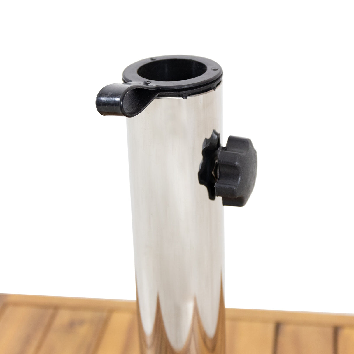 Ralph Outdoor Acacia Wood and Stainless Steel Outdoor 44lb Square Umbrella Base by Christopher Knight Home