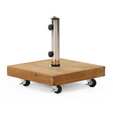 Ralph Outdoor Acacia Wood and Stainless Steel Outdoor 44lb Square Umbrella Base by Christopher Knight Home