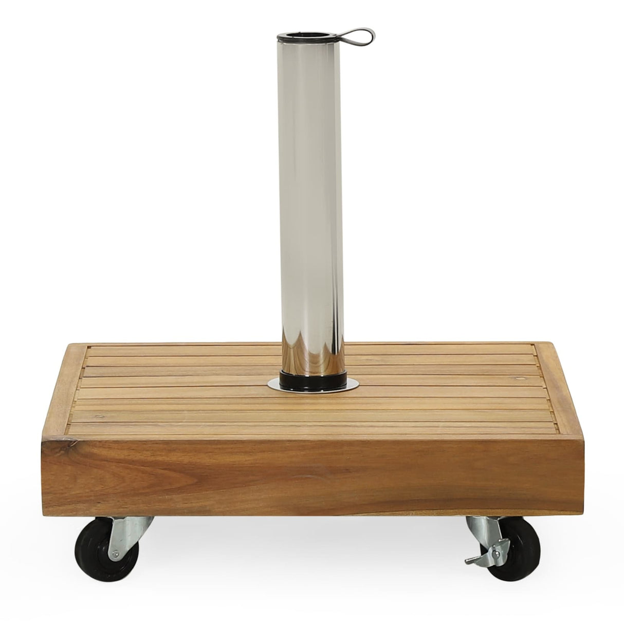 Ralph Outdoor Acacia Wood and Stainless Steel Outdoor 44lb Square Umbrella Base by Christopher Knight Home