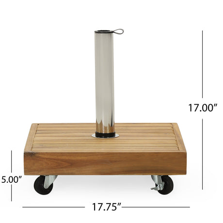 Ralph Outdoor Acacia Wood and Stainless Steel Outdoor 44lb Square Umbrella Base by Christopher Knight Home