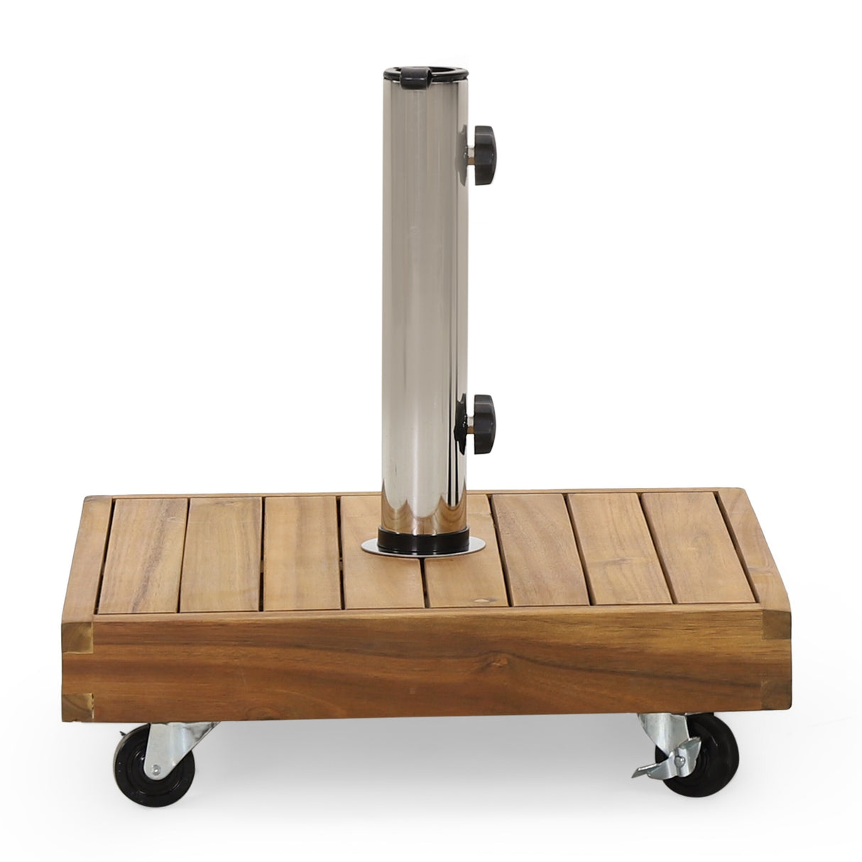Ralph Outdoor Acacia Wood and Stainless Steel Outdoor 44lb Square Umbrella Base by Christopher Knight Home