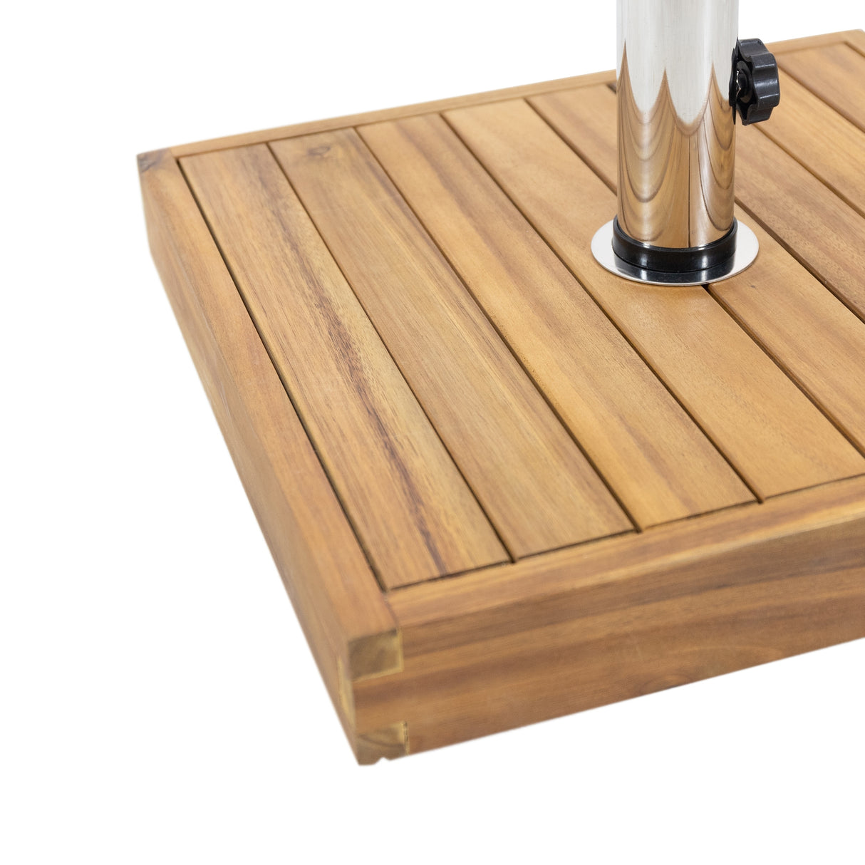 Ralph Outdoor Acacia Wood and Stainless Steel Outdoor 44lb Square Umbrella Base by Christopher Knight Home