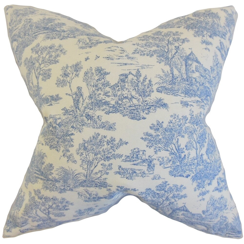 Ramira Toile Feather Filled Denim Throw Pillow