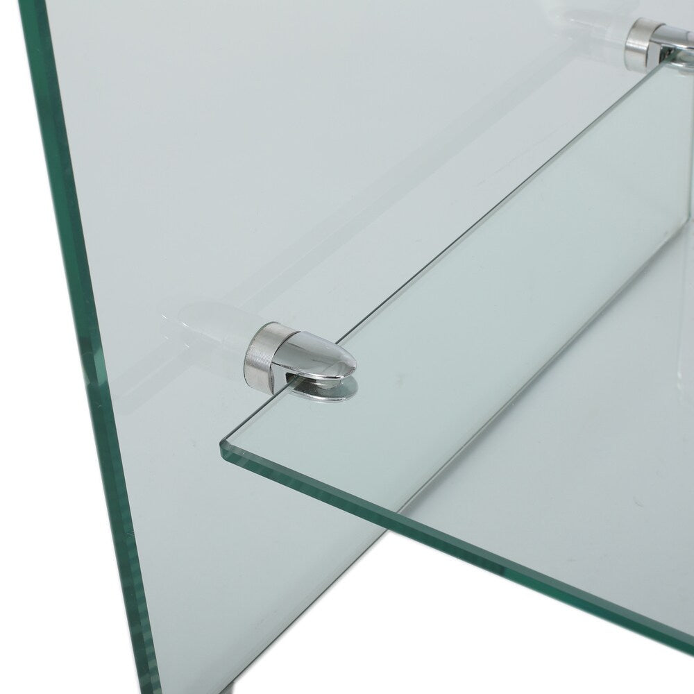 Ramona Glass Entertainment TV Console Stand with Shelf by Christopher Knight Home
