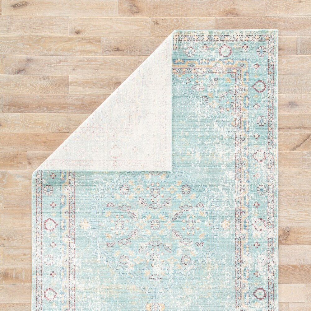 Ranya Medallion Teal/ White Area Rug - 4' x 6'