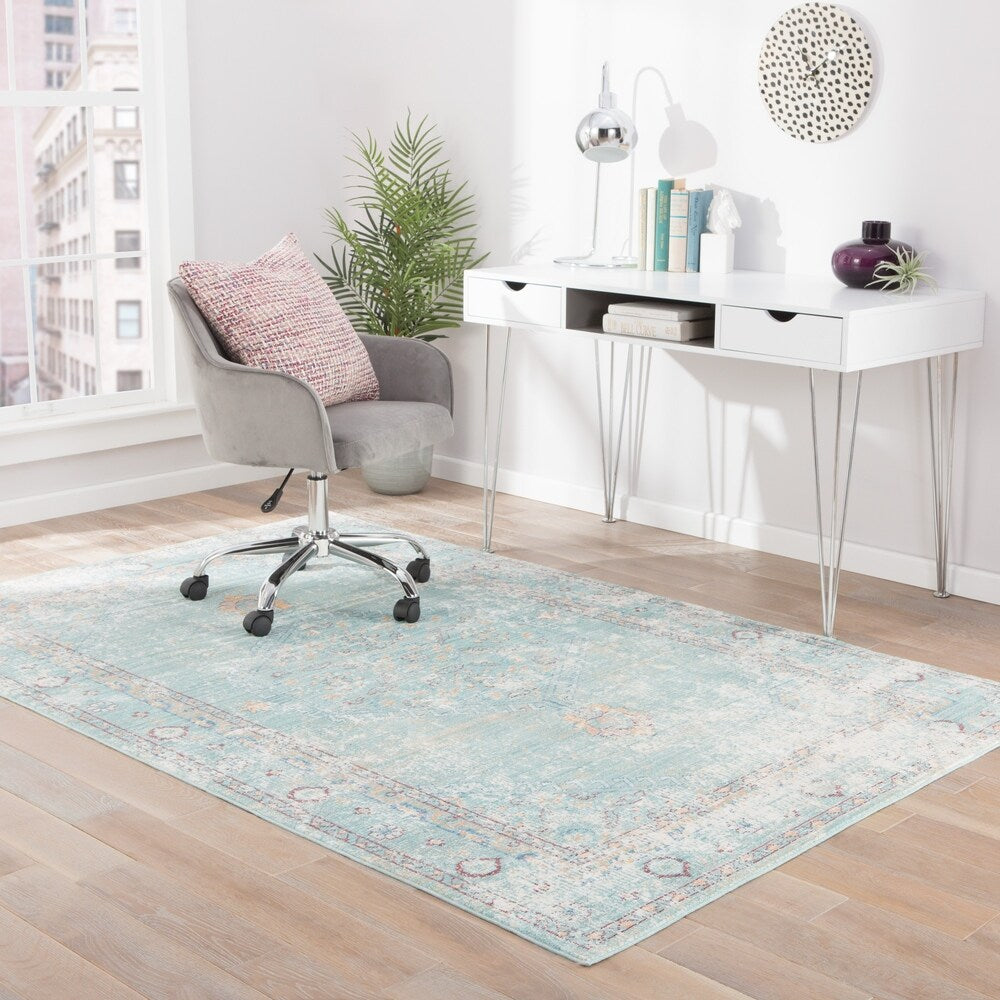 Ranya Medallion Teal/ White Area Rug - 4' x 6'