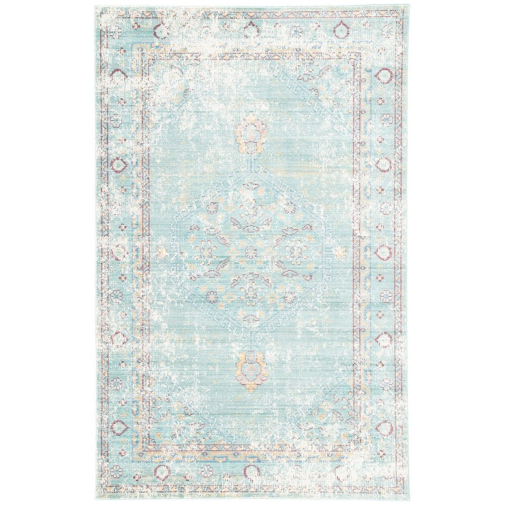 Ranya Medallion Teal/ White Area Rug - 4' x 6'