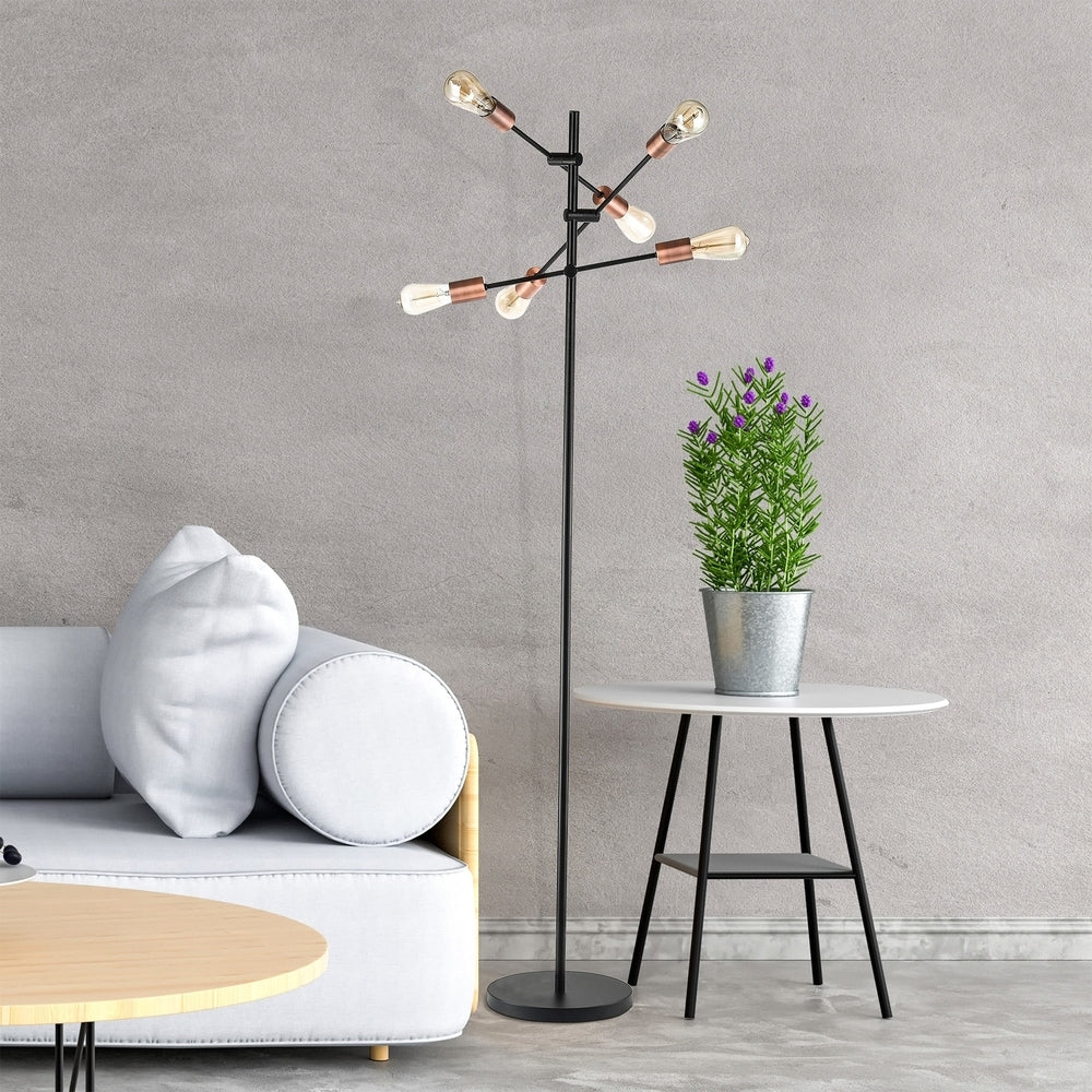 Raphine Matte Black 6-light Floor Lamp