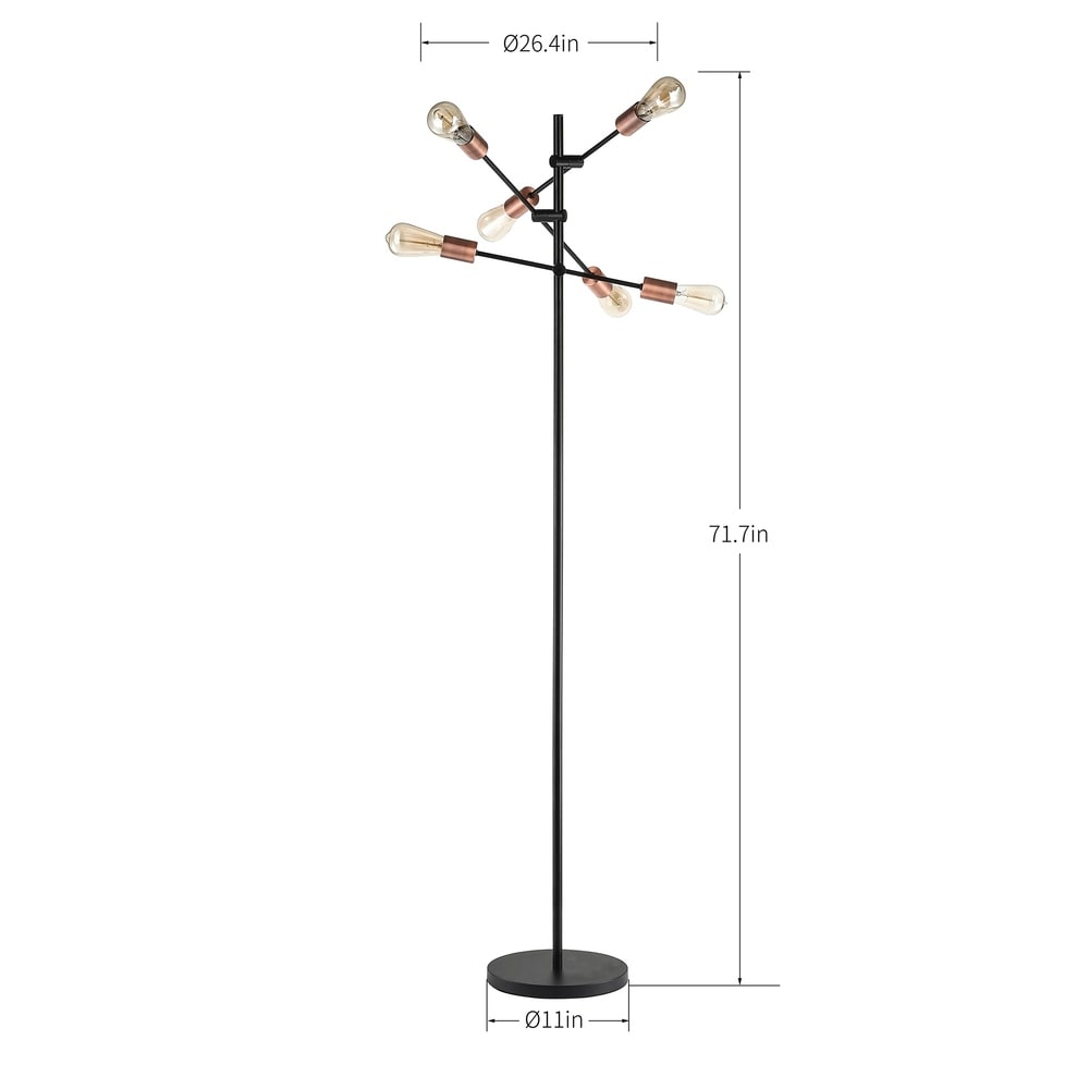 Raphine Matte Black 6-light Floor Lamp