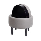 Rasoo American Style Fabric Accent Chair with Storage Ottoman Set and Rubber Wood Legs, Living Room Chair with Nailheads