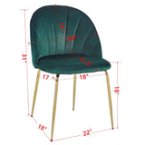 Rasoo Modern Luxury Dining Chair, Side Chair with Golden Legs and Velvet Cushion, Set of 2