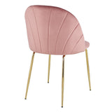 Rasoo Modern Luxury Dining Chair, Side Chair with Golden Legs and Velvet Cushion, Set of 2