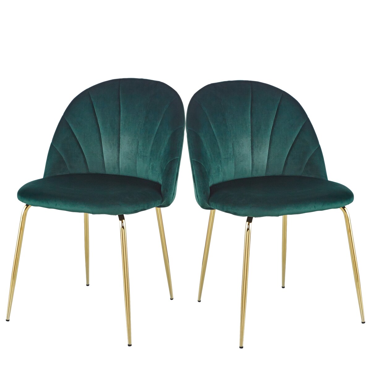 Rasoo Modern Luxury Dining Chair, Side Chair with Golden Legs and Velvet Cushion, Set of 2