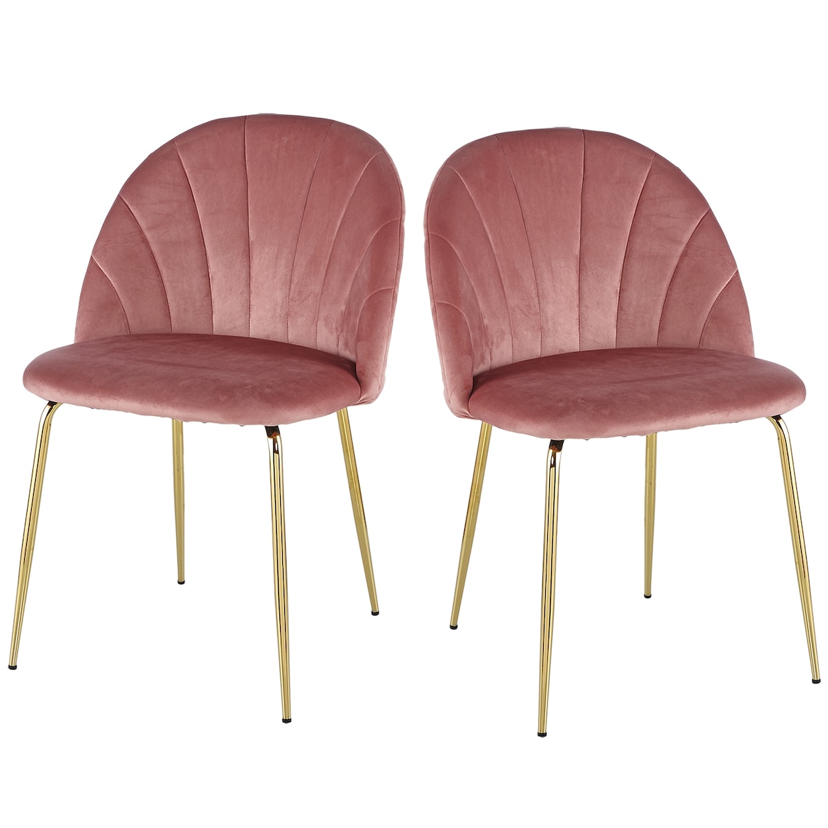 Rasoo Modern Luxury Dining Chair, Side Chair with Golden Legs and Velvet Cushion, Set of 2