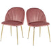 Rasoo Modern Luxury Dining Chair, Side Chair with Golden Legs and Velvet Cushion, Set of 2