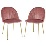 Rasoo Modern Luxury Dining Chair, Side Chair with Golden Legs and Velvet Cushion, Set of 2