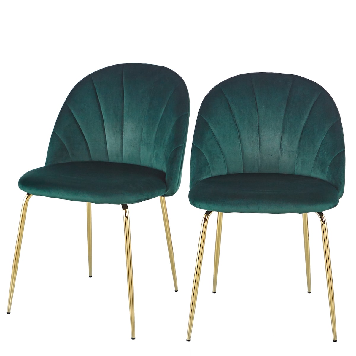 Rasoo Modern Luxury Dining Chair, Side Chair with Golden Legs and Velvet Cushion, Set of 2