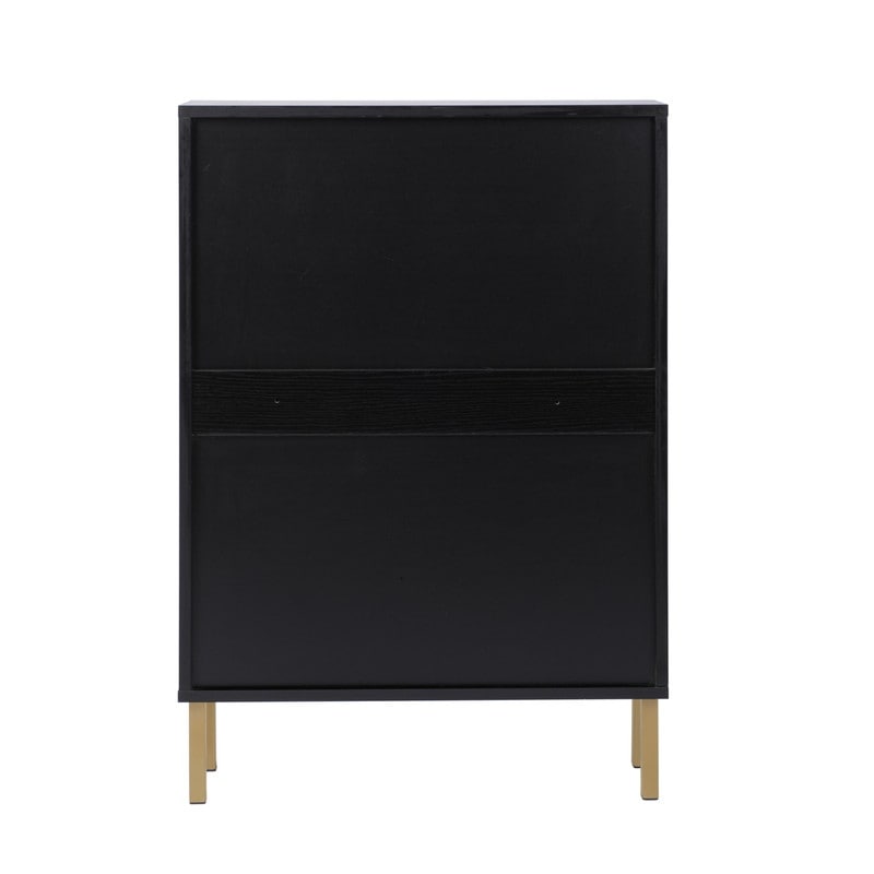 Rattan 2-Drawer Shoe Rack Cabinet,Shoe Storage w/Natural Rattan Flip Doors,Wall Mounted & Free-standing