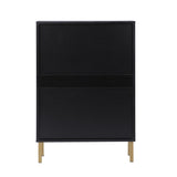 Rattan 2-Drawer Shoe Rack Cabinet,Shoe Storage w/Natural Rattan Flip Doors,Wall Mounted & Free-standing