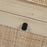 Rattan 2-Drawer Shoe Rack Cabinet,Shoe Storage w/Natural Rattan Flip Doors,Wall Mounted & Free-standing