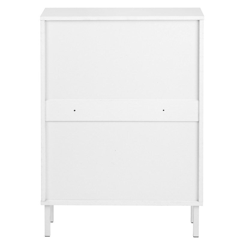 Rattan 2-Drawer Shoe Rack Cabinet,Shoe Storage w/Natural Rattan Flip Doors,Wall Mounted & Free-standing