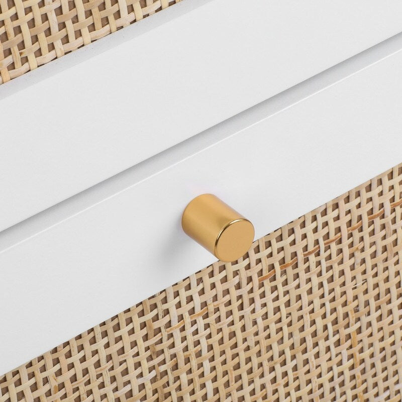 Rattan 2-Drawer Shoe Rack Cabinet,Shoe Storage w/Natural Rattan Flip Doors,Wall Mounted & Free-standing