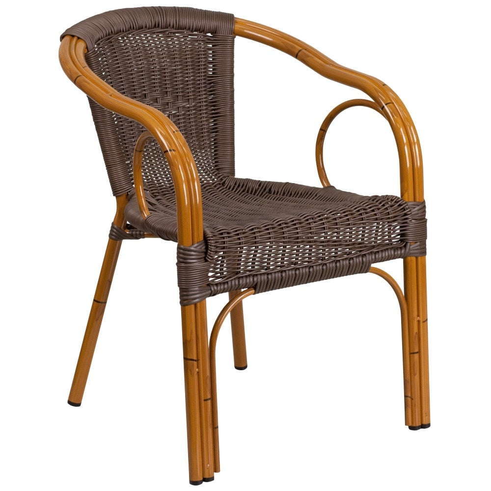 Rattan Bamboo-Aluminum Patio Chairs (Set of 3)
