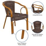 Rattan Bamboo-Aluminum Patio Chairs (Set of 3)