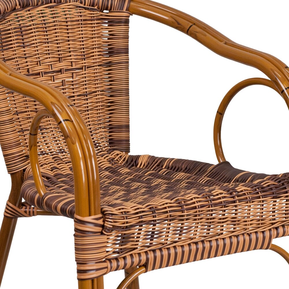 Rattan Bamboo-Aluminum Patio Chairs (Set of 3)